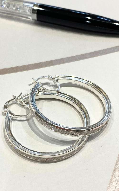 Silver Channel Set CZ Hoop Earrings Jewellery Carathea