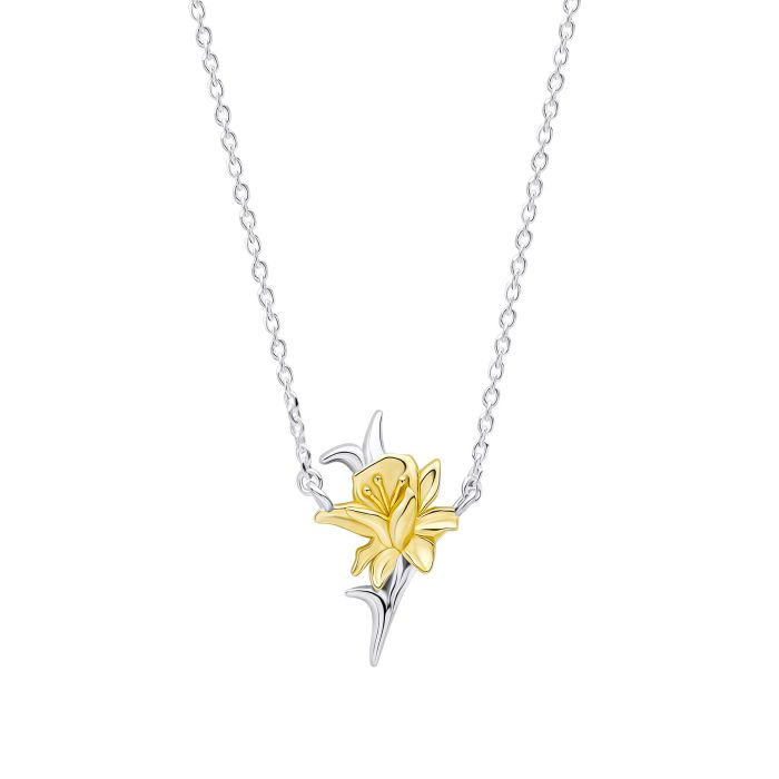 Gold plated sterling silver daffodil necklace.