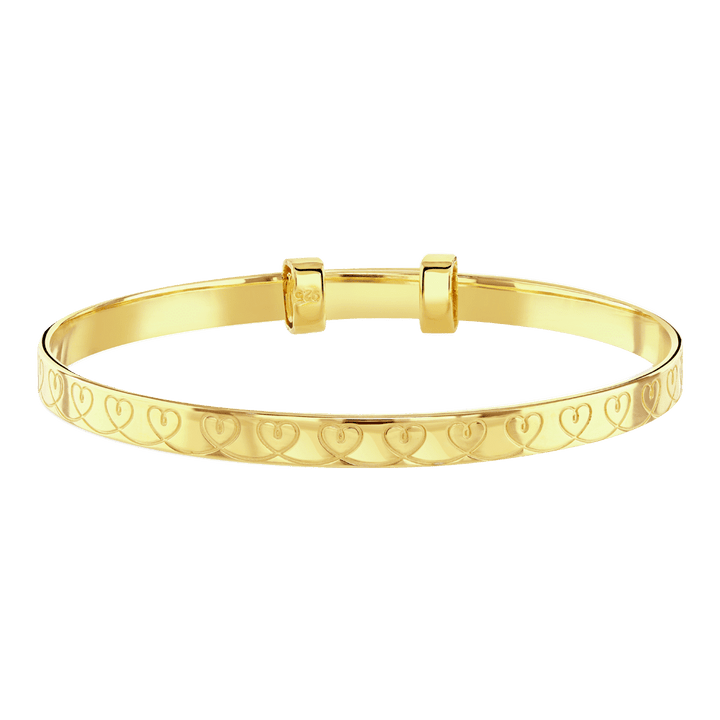 Little Star Gold Plated Silver Hearts Expandable Baby Bangle