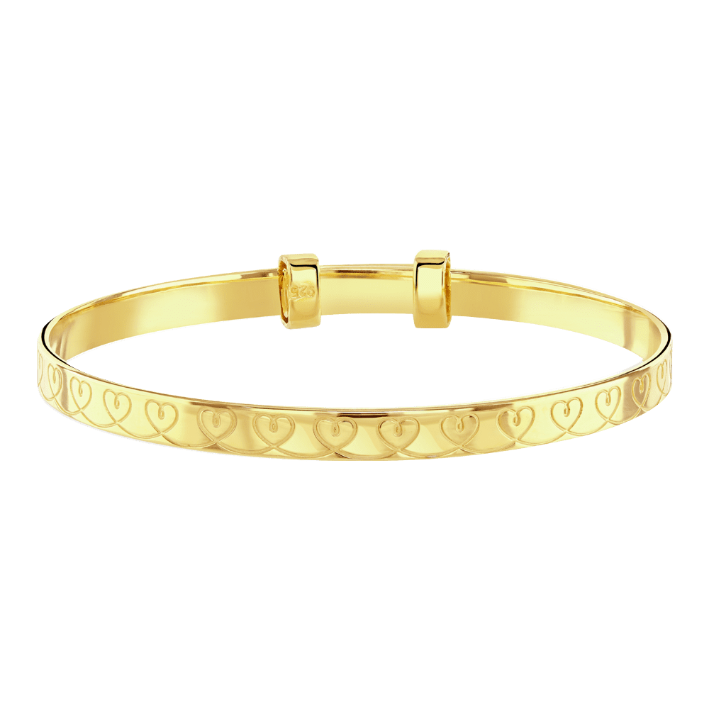 Little Star Gold Plated Silver Hearts Expandable Baby Bangle