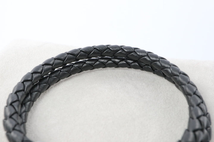 Magnetic Double Leather Bracelet for Men in Black