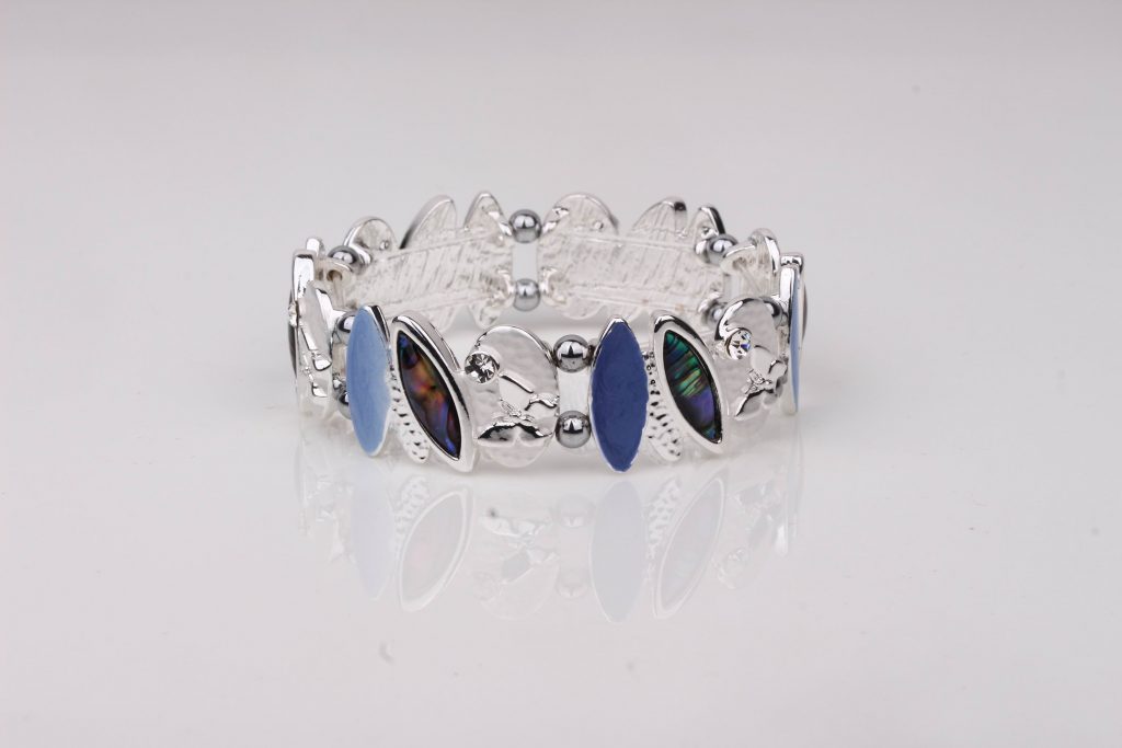 magnetic hematite braelet with blue and purple links - Carathea & Jools