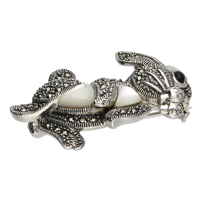 marcasite rabbit brooch with mother of pearl | Carathea jewellers