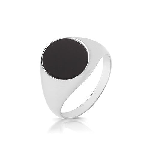 silver oval onyx signet ring for men- Carathea