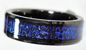 Tungsten Carbide Ring with Black Carbon Fibre and Black/Blue