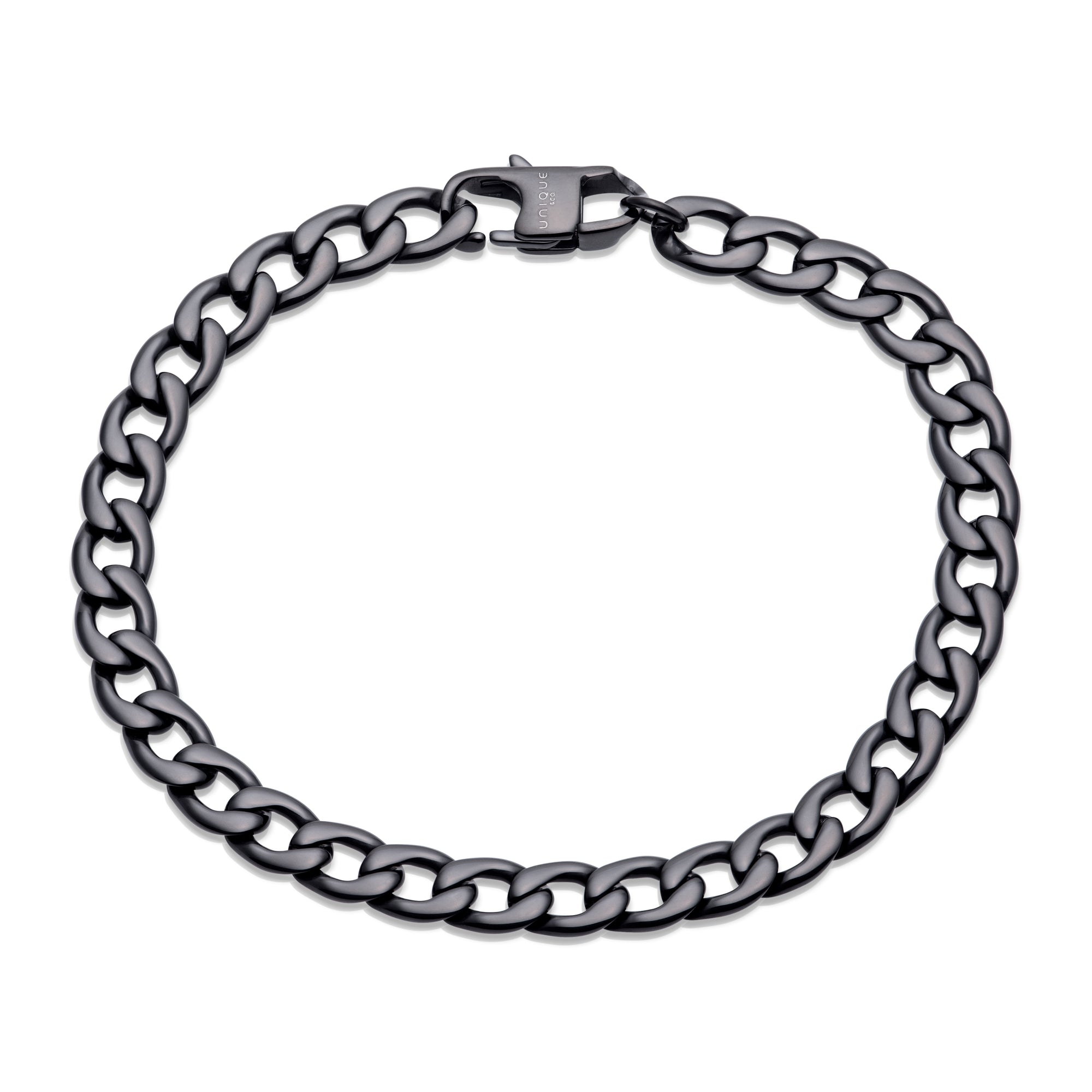 men's black ip plated steel bracelet - Carathea jewellers