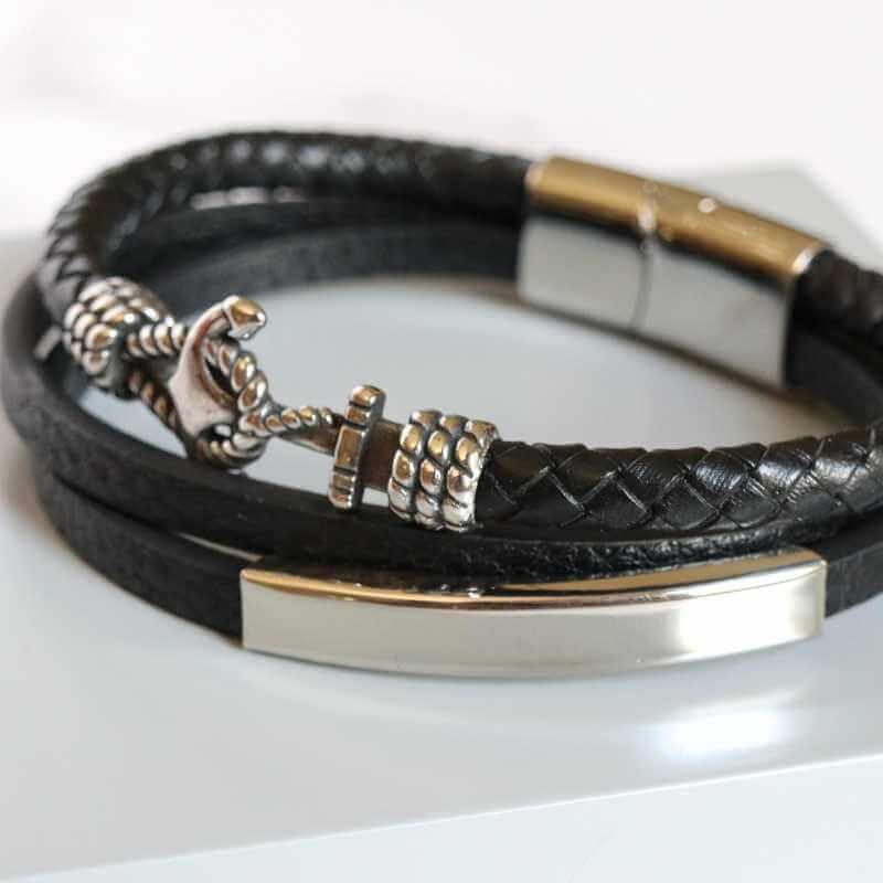 Men's 3-Strand Leather With Anchor