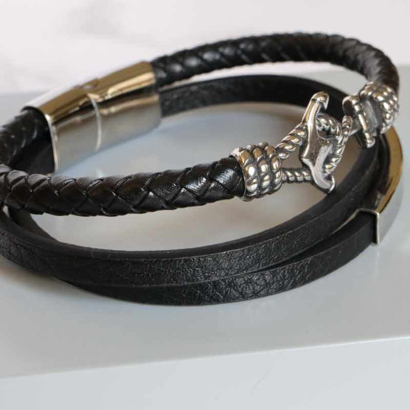 Men's 3-Strand Leather With Anchor