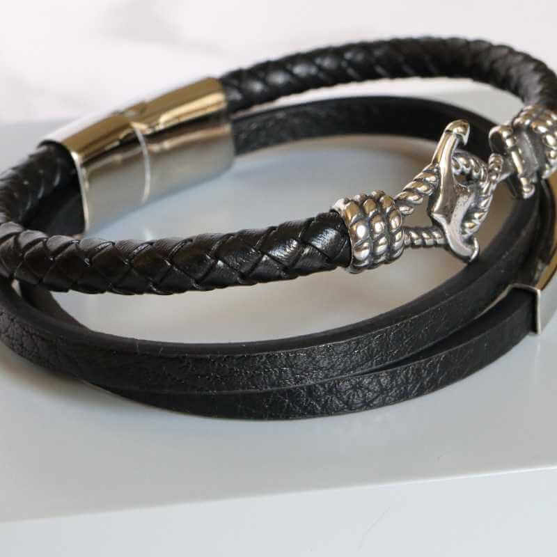 Men's 3-Strand Leather With Anchor