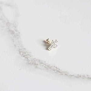 men's single cz cross earring - Carathea jewellers