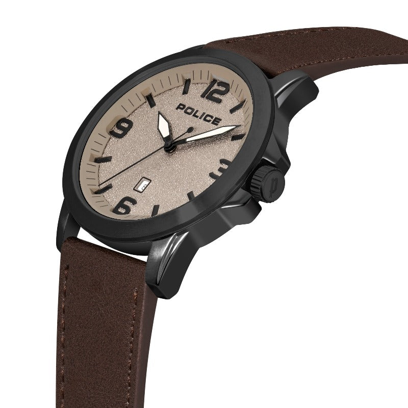 Police men's watch brown leather strap = Carathea jewellers
