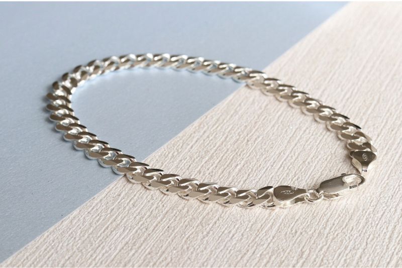 Silver curb bracelet for Men - Carathea