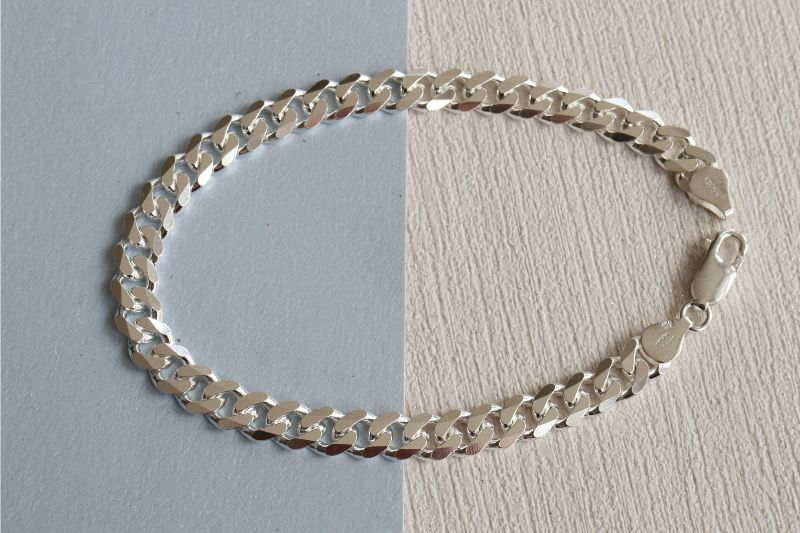 Silver curb bracelet for Men - Carathea
