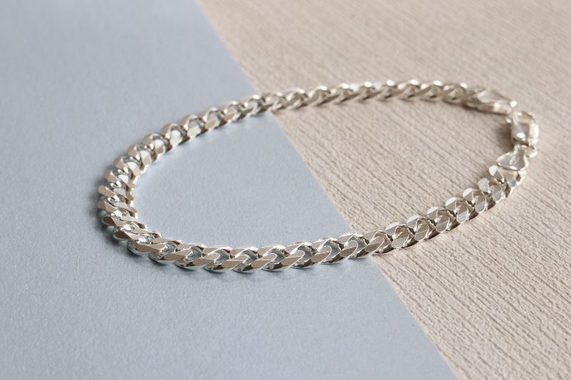 Silver curb bracelet for Men - Carathea