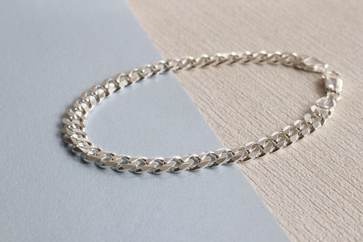 Silver curb bracelet for Men - Carathea
