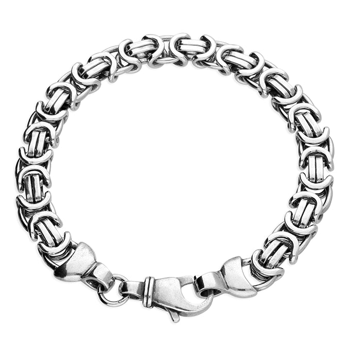 Oxidised Silver Fancy Link Men's Bracelet