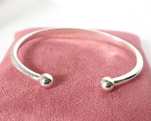 men's silver torque   bangle with balls - Carathea jewellers