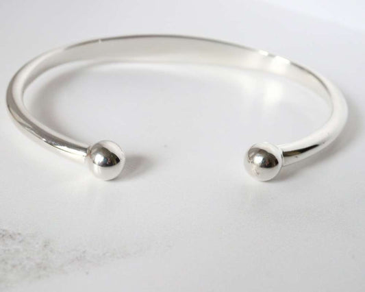 men's silver torque   bangle with balls - Carathea jewellers