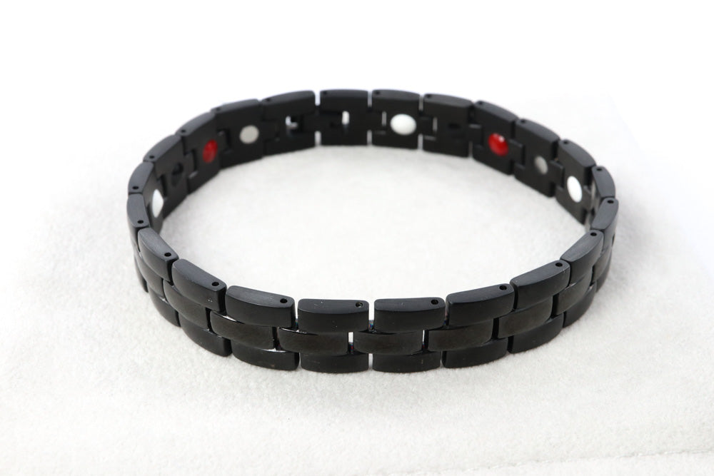 Men's Stainless Steel Magnetic Bracelet in Black