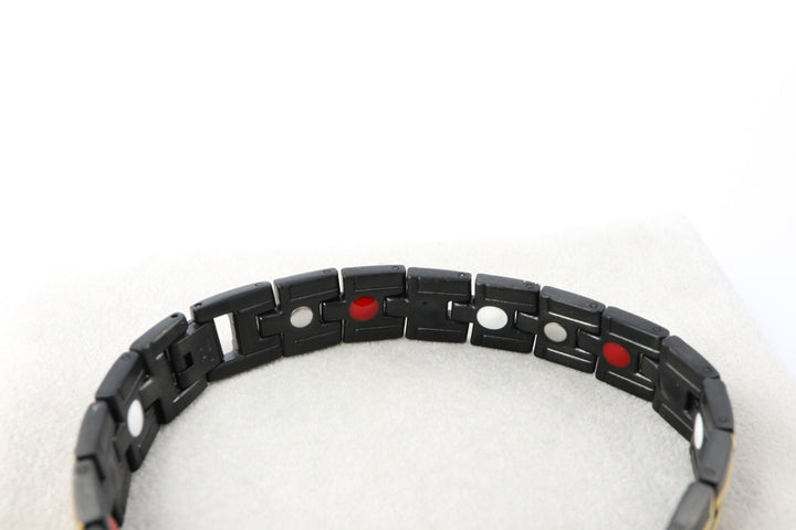 Men's Stainless Steel Magnetic Bracelet in Black/Gold