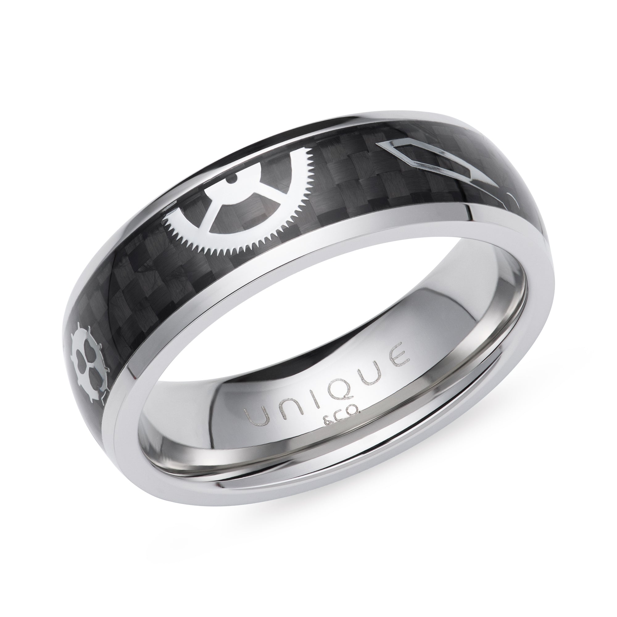 Men's Stainless Steel Ring with Carbon Fibre Inlay
