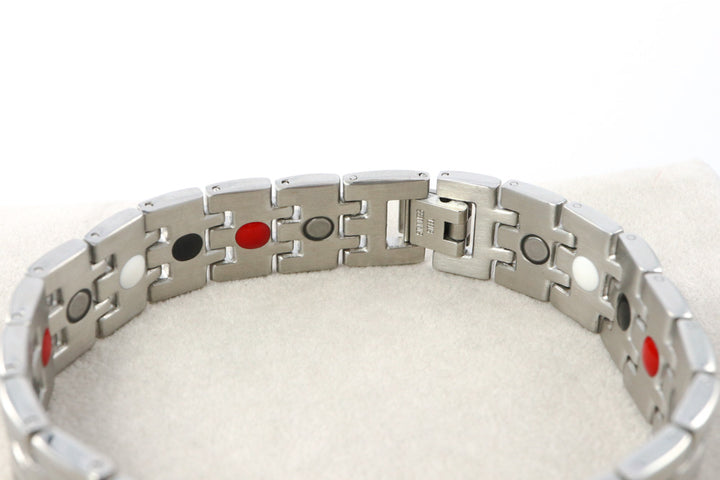 Men's Wide Stainless Steel Link Bracelet with Magnets