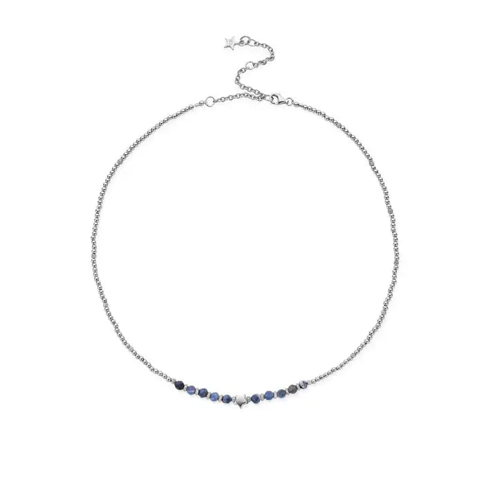 silver and sodalite beaded necklace with star charm - Carathea jewellery