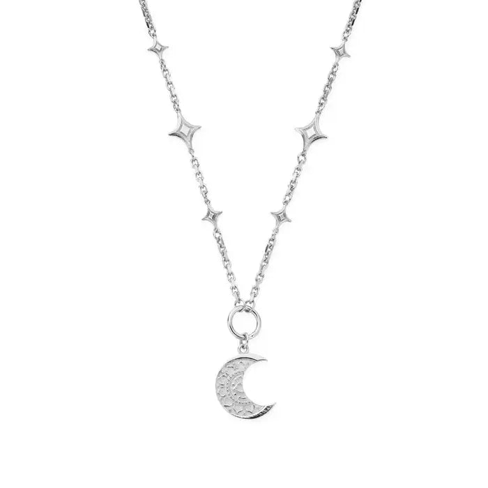 silver moon mandala necklace - Carathea jewellers