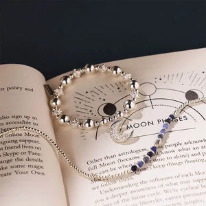 silver and sodalite beaded necklace with star charm - Carathea jewellery