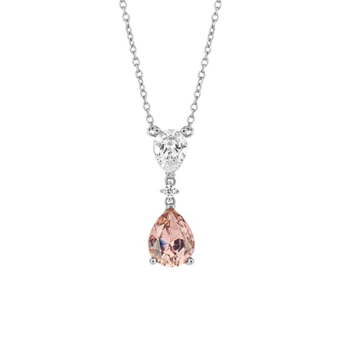 silver morganite pink zirconia pendant - Carathea jewellers