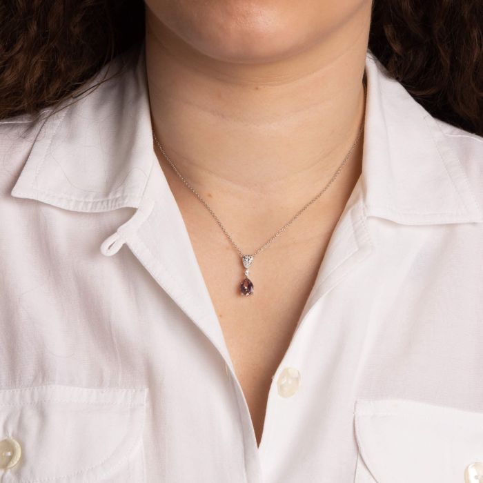 silver morganite pink zirconia pendant - Carathea jewellers