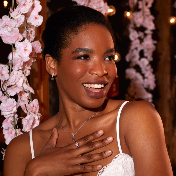 silver morganite pink zirconia pendant - Carathea jewellers