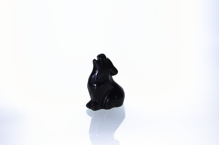 black obsidian carved wolf crystal - Carathea