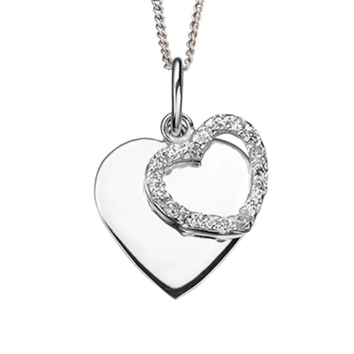 Double heart pendant with chain in silver - Carathea & Jools