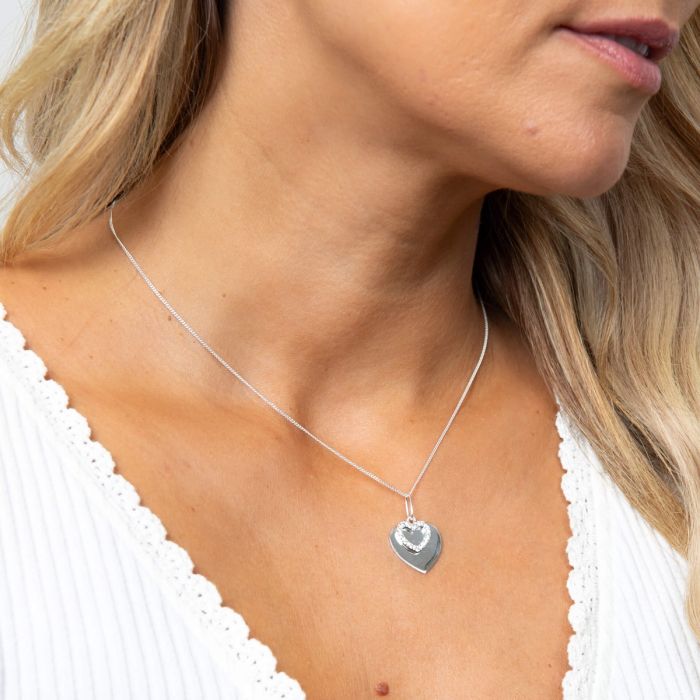 Double heart pendant with chain in silver - Carathea & Jools