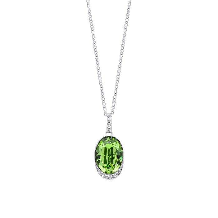 Fiorelli Oval Peridot Crystal Pendant with Cubic Zirconia Wave