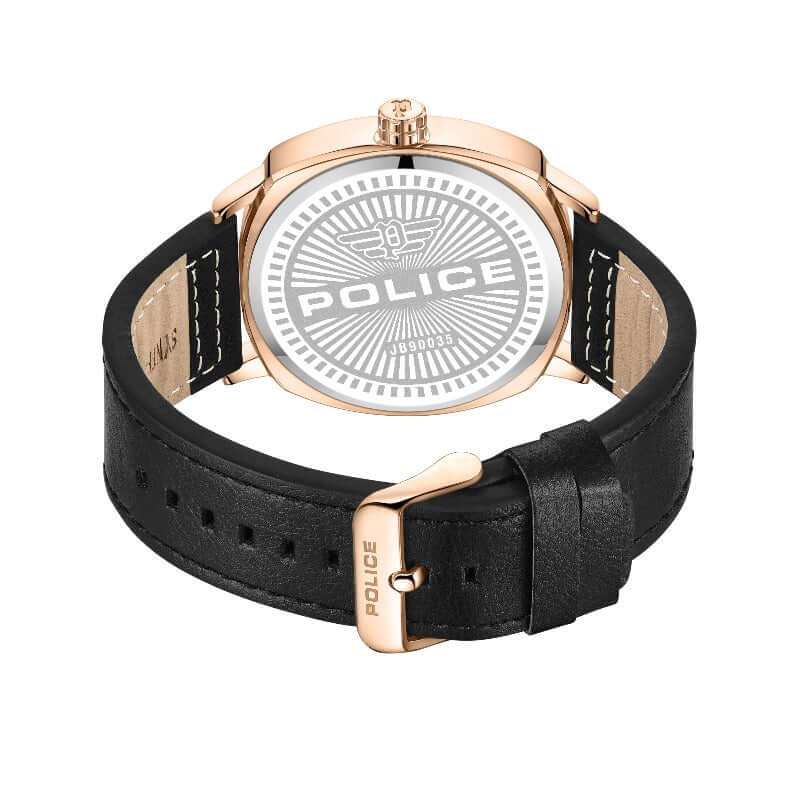 Men's Police Undaunted Watch Black Leather Strap