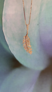 white gold and diamond feather pendant - Carathea jewellers