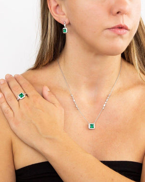 Diamonfire Emerald Green Zirconia Drop Earrings