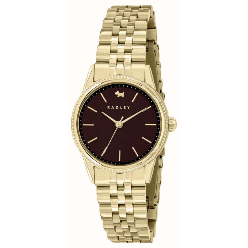 radley gold plated watch ladies watch purple dial - Carathea jewellers