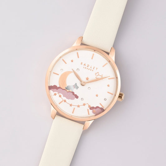 Ladies Radley Watch white/rose gold with clouds on dial | Carathea Watches