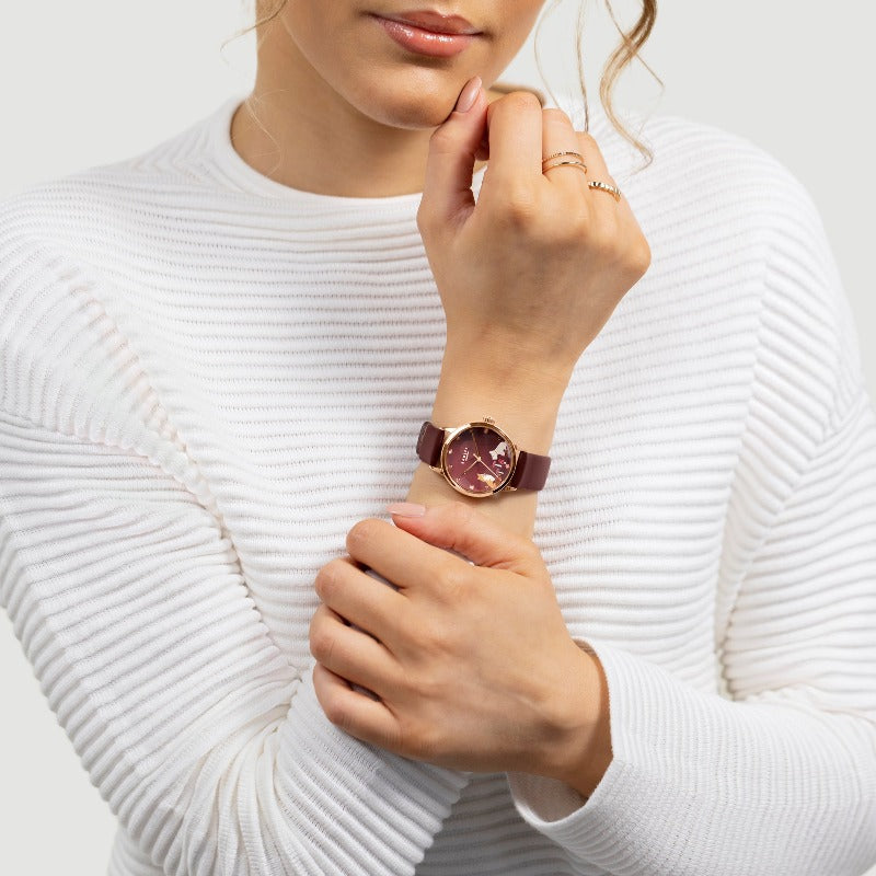 Radley ladies watch with oxblood red dial and leather strap | Carathea Watches