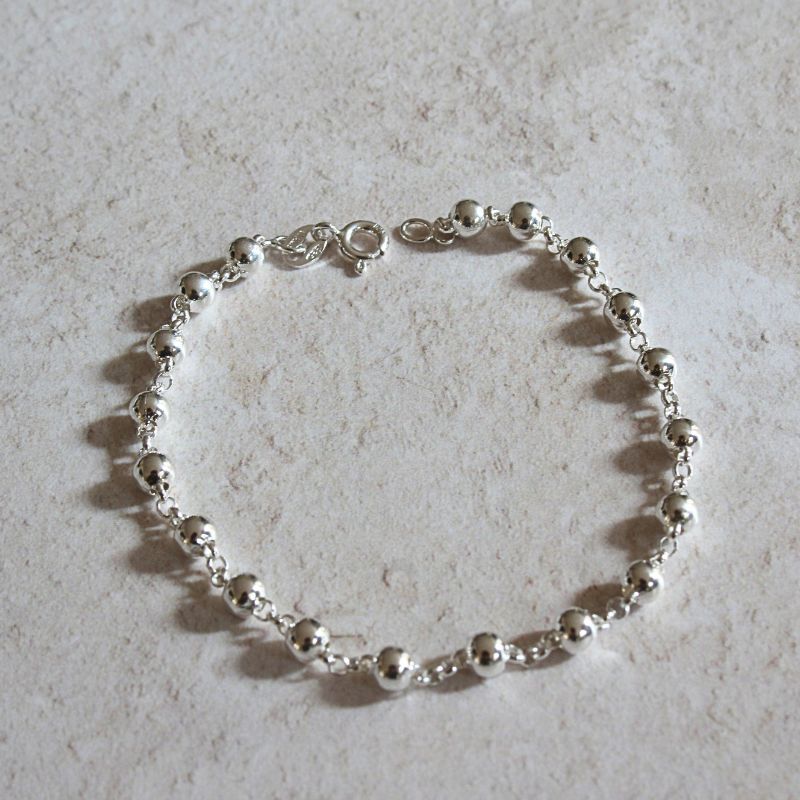 Silver Rolo and Ball Bracelet