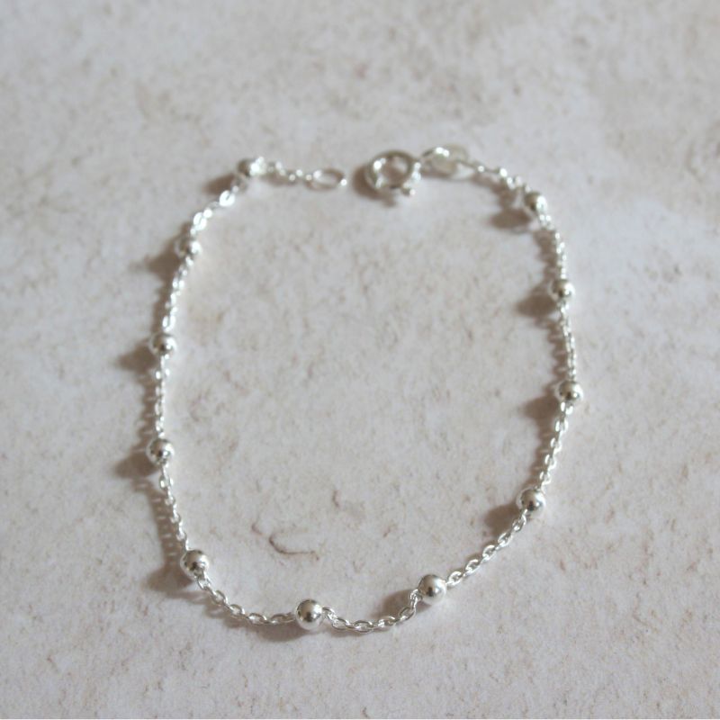 Silver Rolo and Ball Bracelet