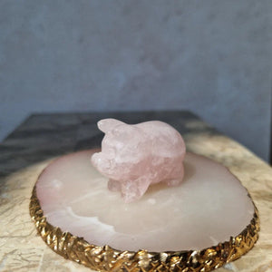 rose quartz crystal pig carving - Carathea