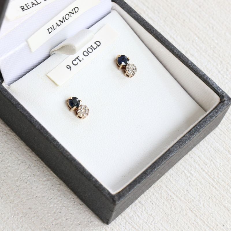 sapphire and diamond stud earrings - Carathea