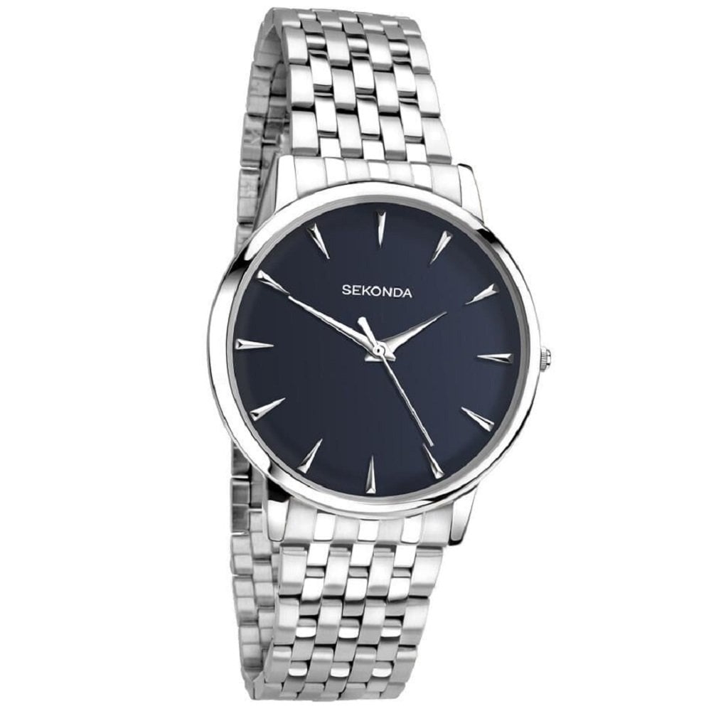 Sekonda men's watch with steel bracelet and dark blue dial | Carathea