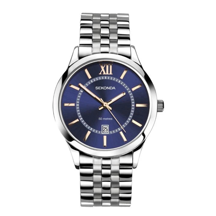 Sekonda men's watch blue dial and rose markers - Carathea jewellers