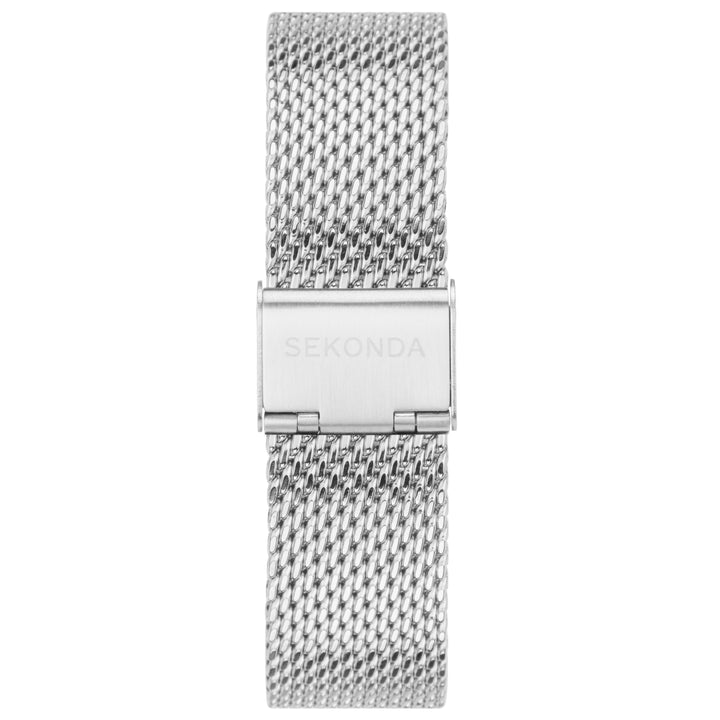 Sekonda square mesh watch with a silver case and black dial.