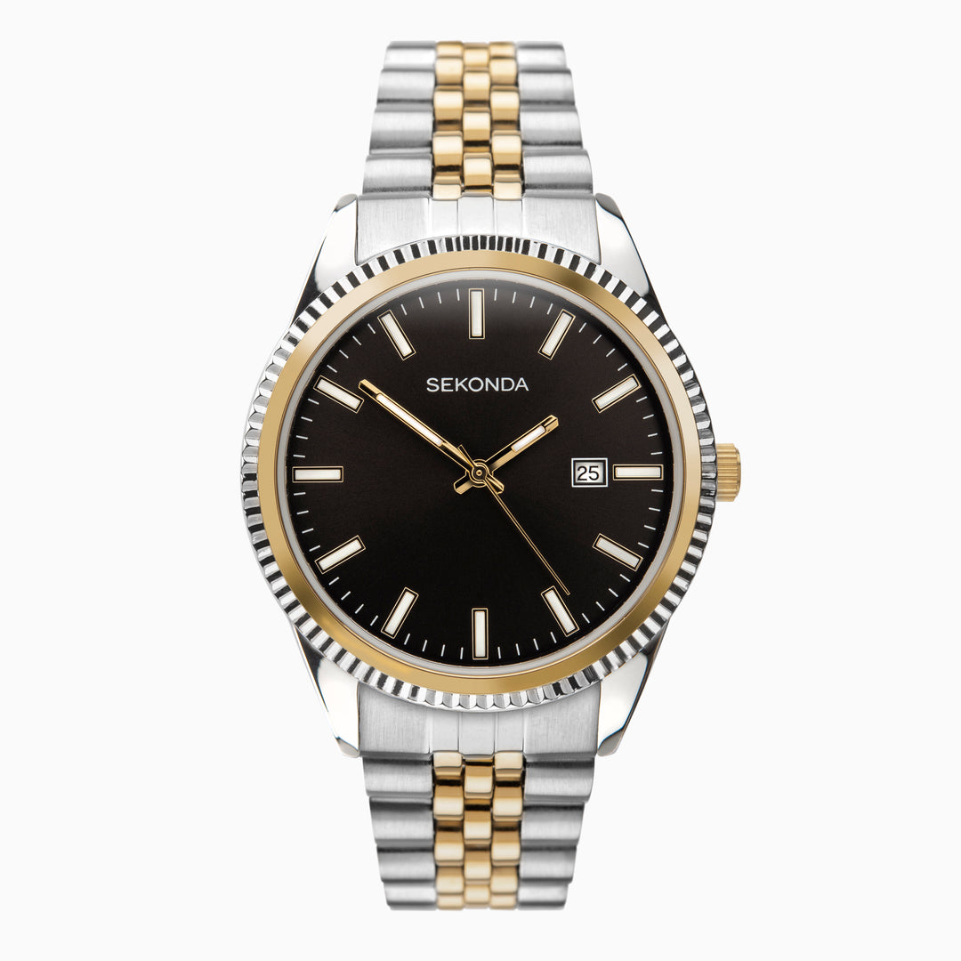 Sekonda two-tone analogue watch with date display.
